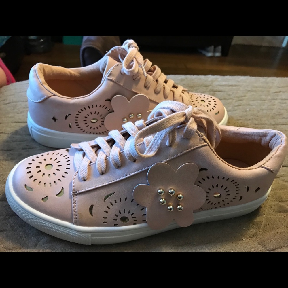 Peachy pink sneakers